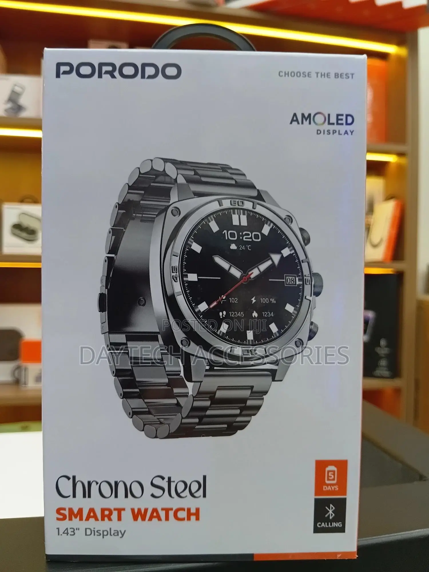 Porodo Chrono Steel Amoled 1.43 Smartwatch - Silver