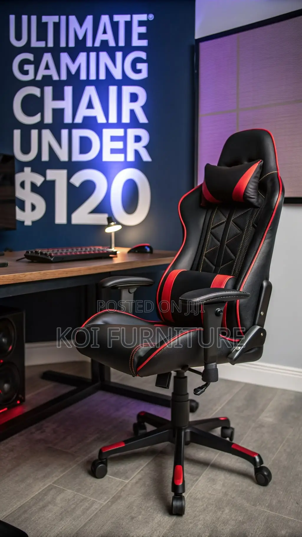 Office Chairs; Futuristic Black Battle-Ready Gaming Chair