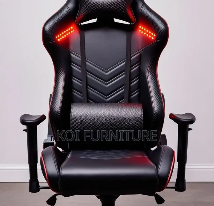 Office Chairs; Futuristic Black Battle-Ready Gaming Chair