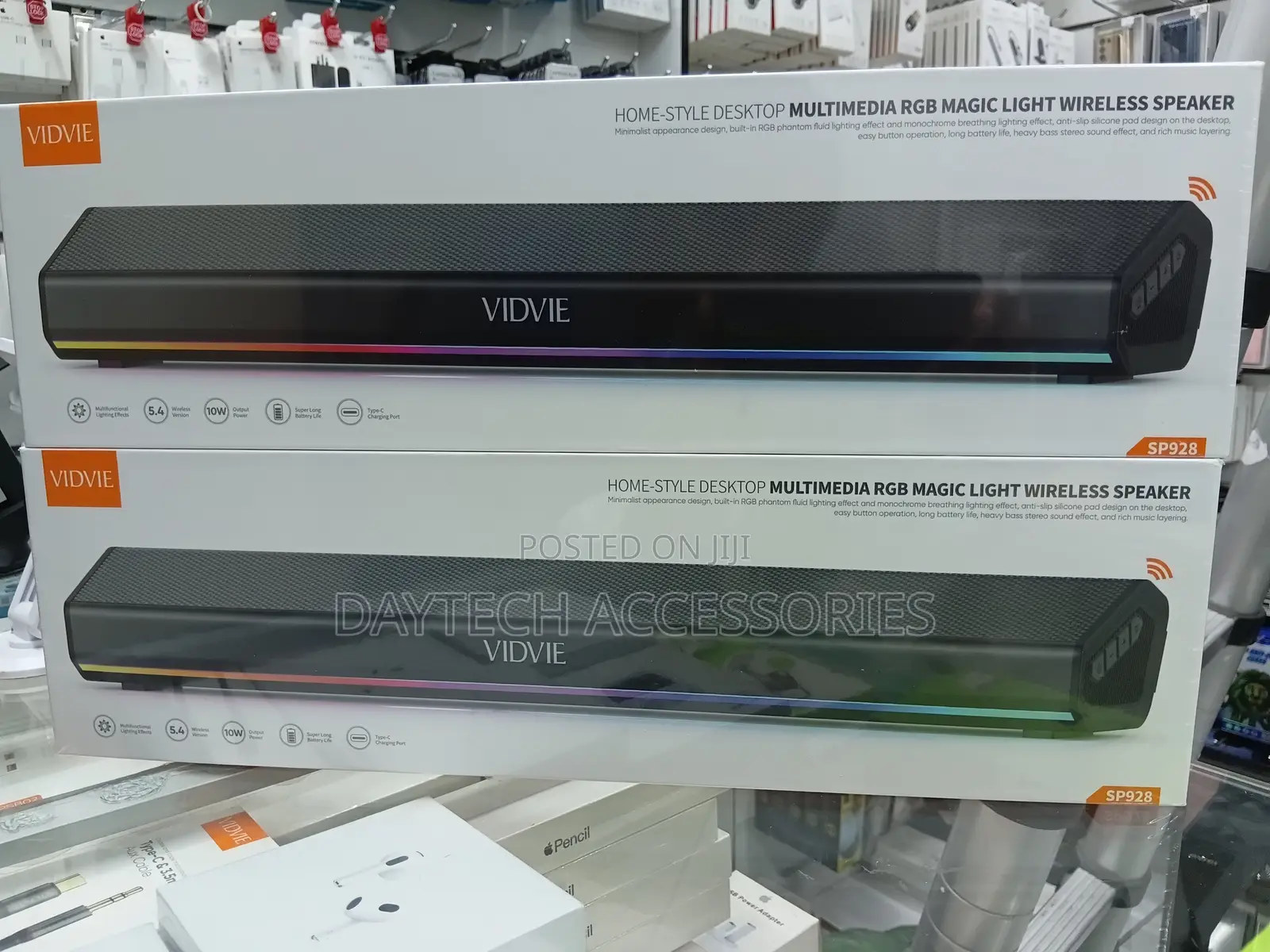 Vidvie Sp928 Desktop RGB Soundbar Speaker - Black