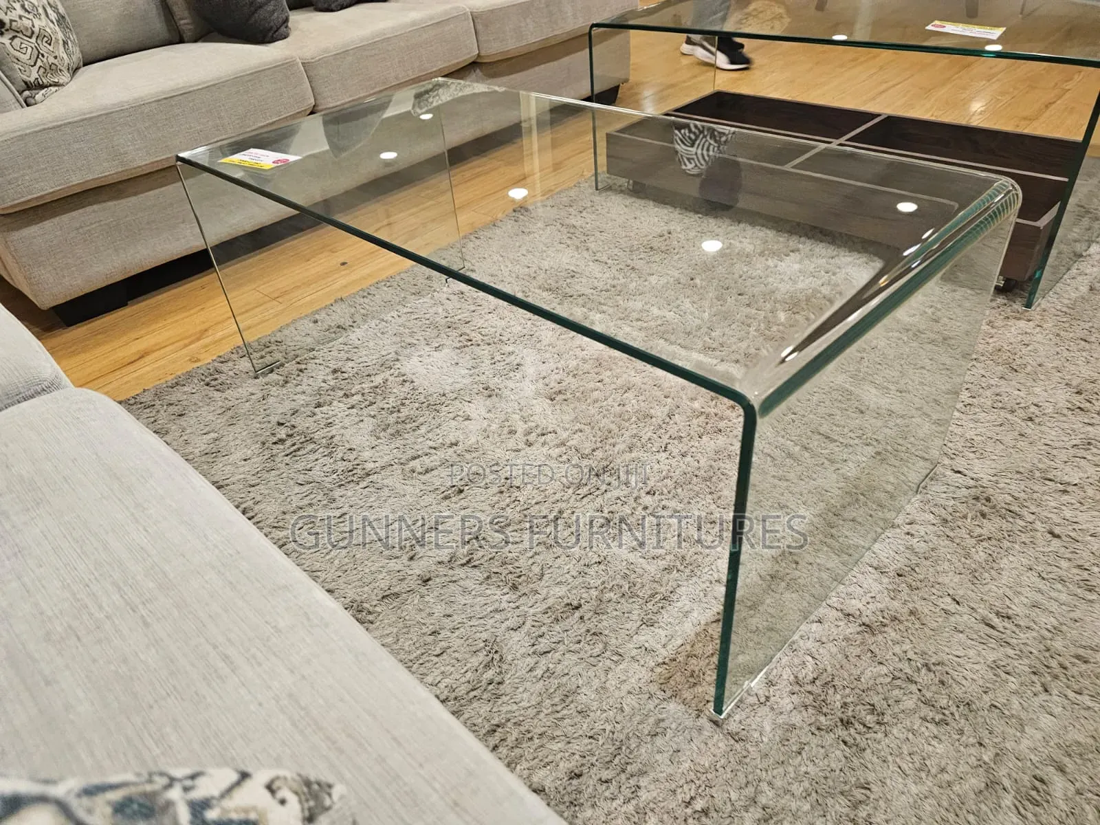 C Shape Glass Coffee Table