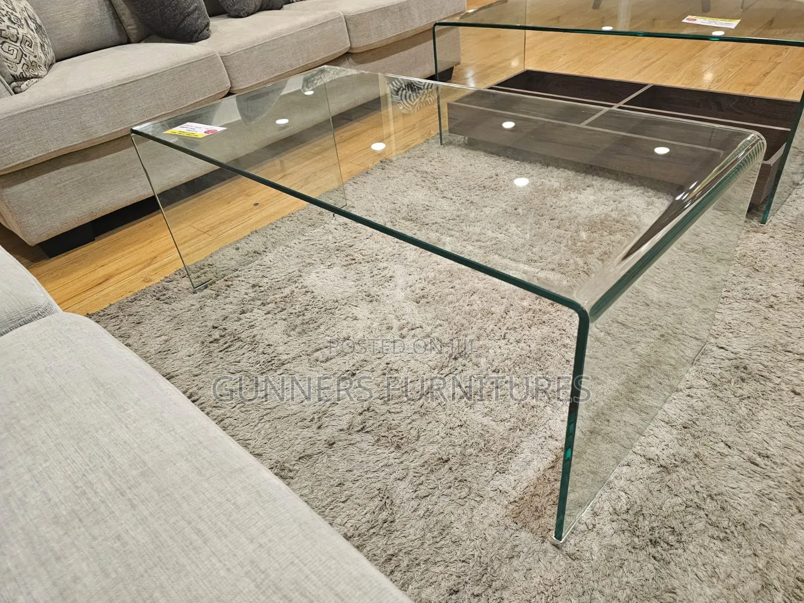 C Shape Glass Coffee Table