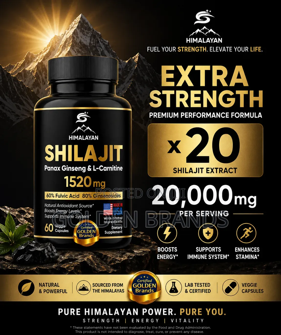 Original Shilajit Himalaya Male Performance Booster 60 Capsu