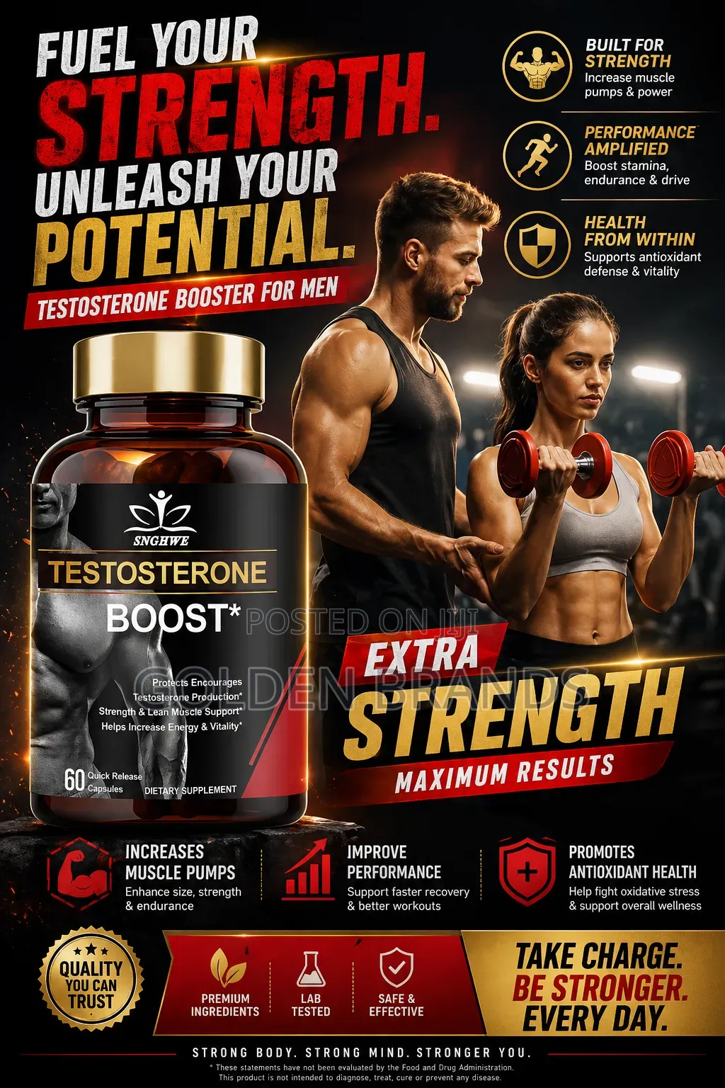 Boost Strength, Energy Performance With Testosterone Support 60 Caps