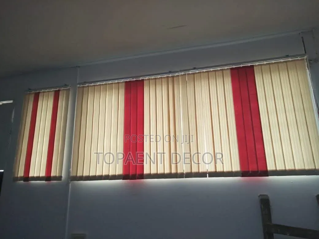 Beige and Red Slats , for Vertical Window Office Blinds