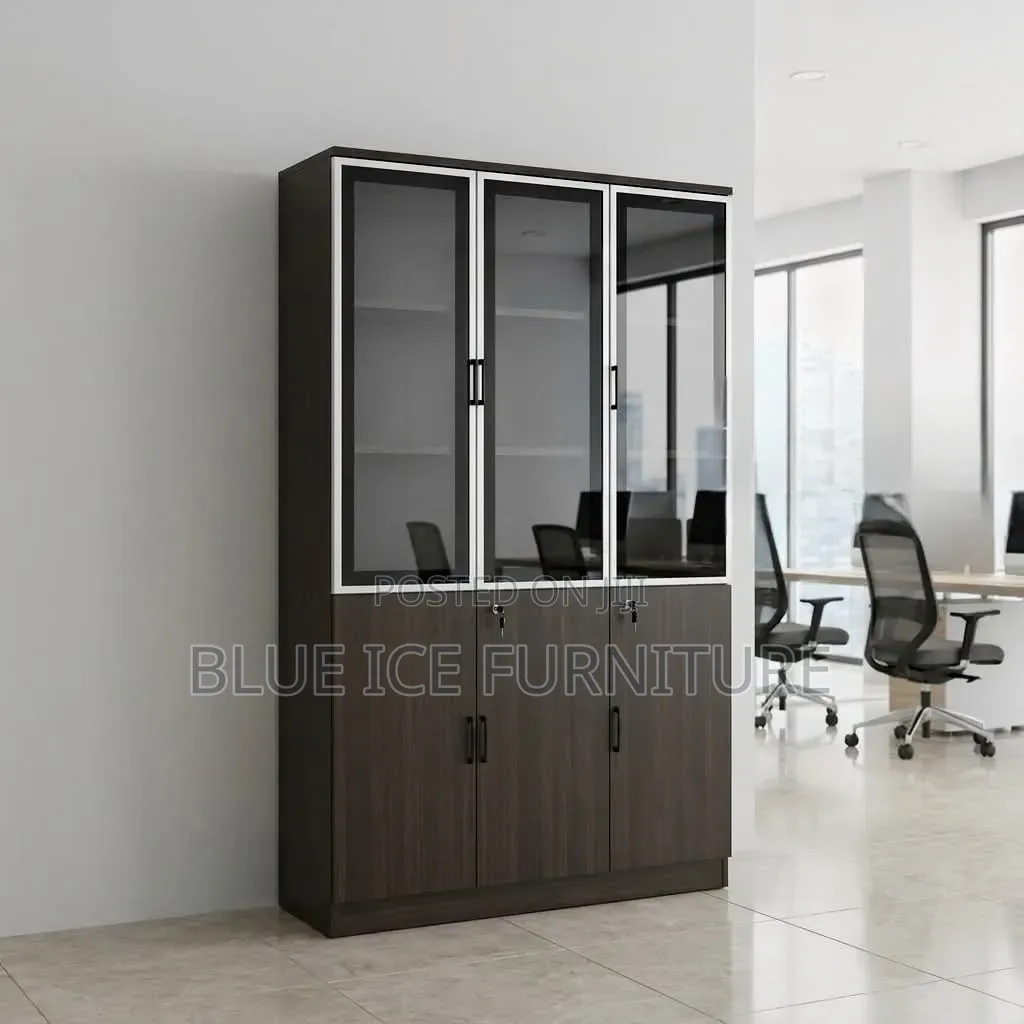 Glass Wood Office Cabinet