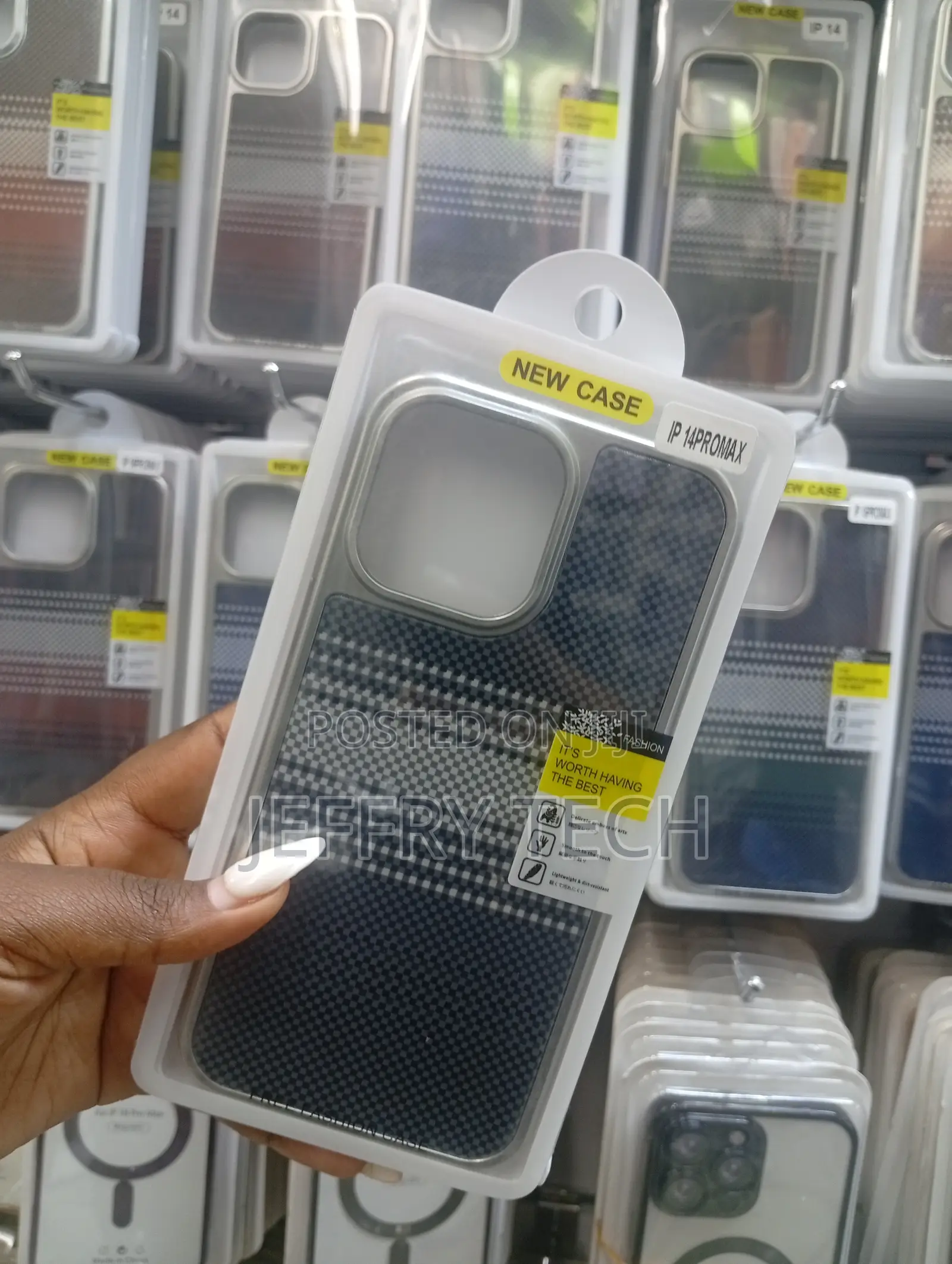 Phone Case for the iPhone 14 Pro Max a Carbon Fiber Style Design.