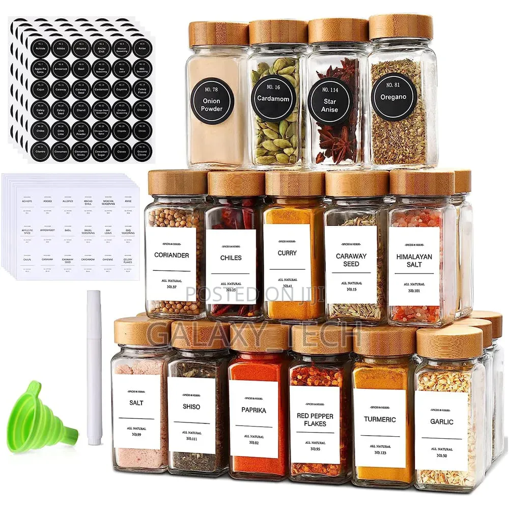 24pcs Glass Storage Spice Jars(120ml) Bamboo Lid