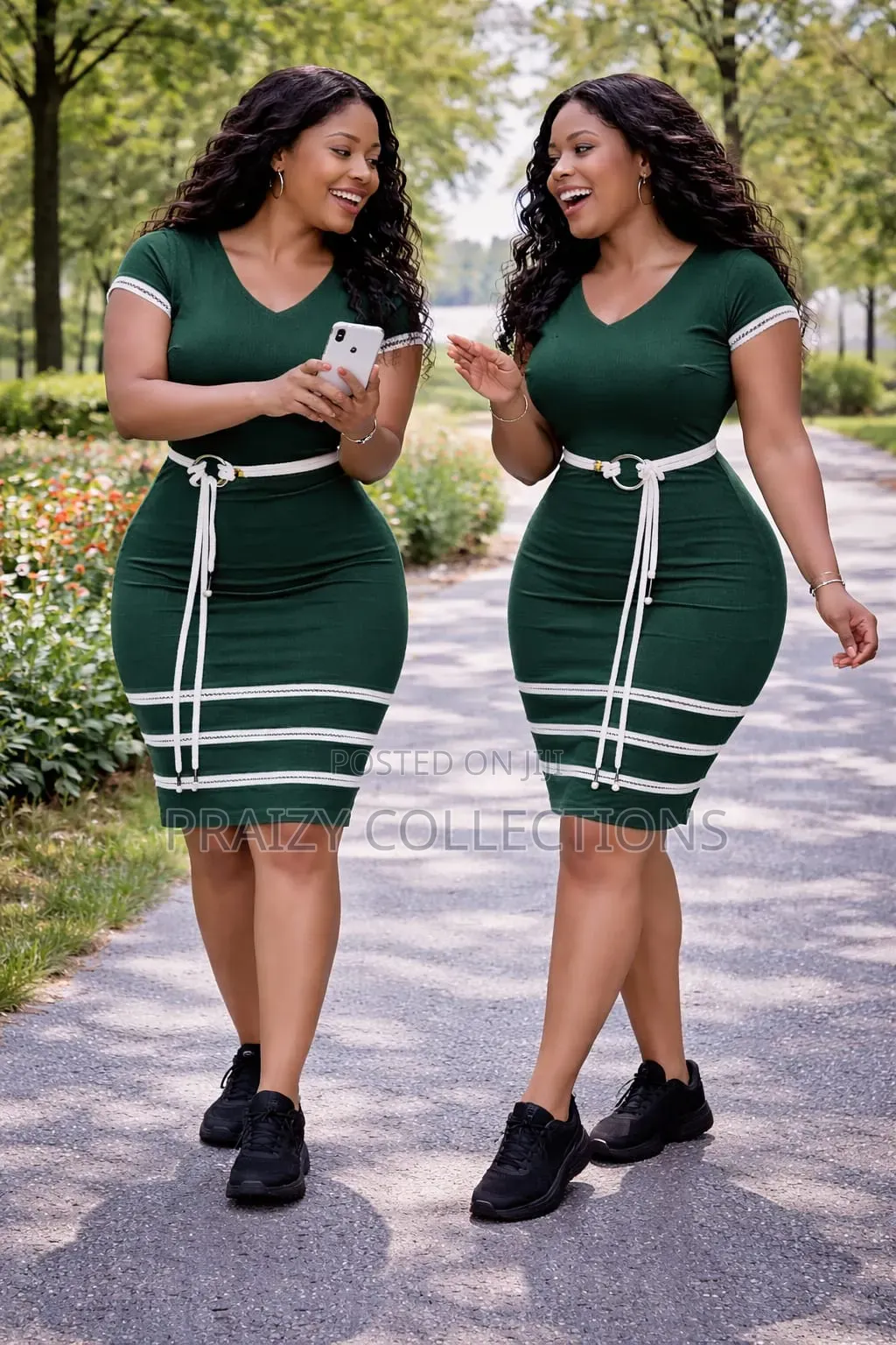 Classic Straight Dress With Bottom Stripes
