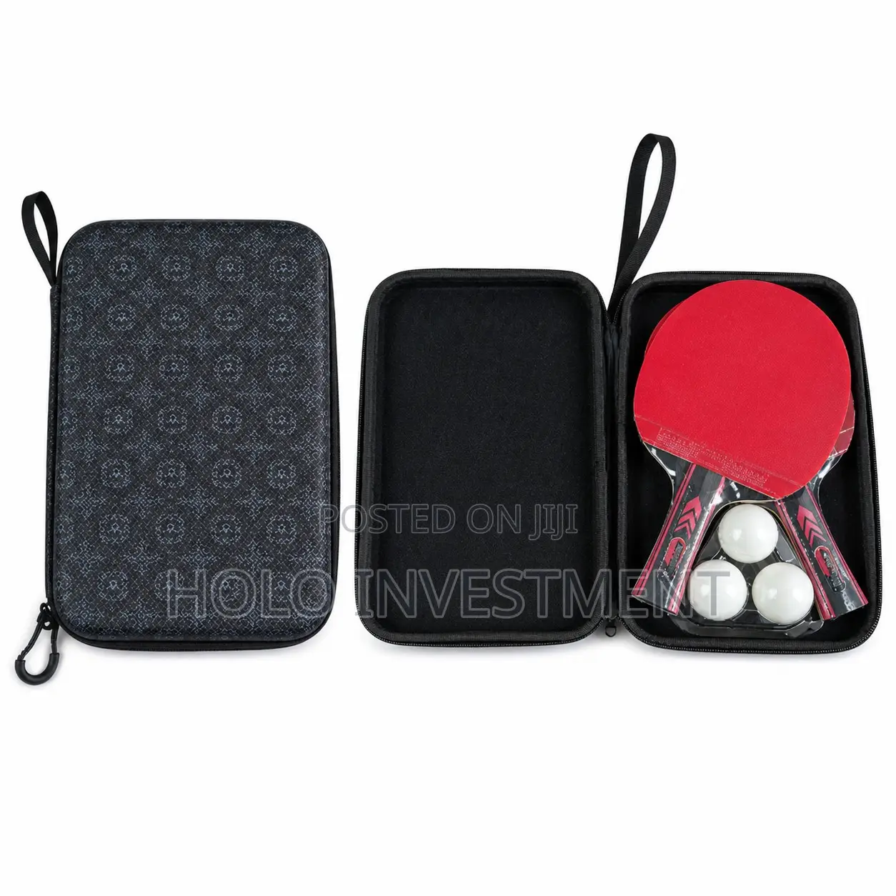 Tt Bat (Racket) X 2pcs With 3 White Balls in Zip Around Hard Case
