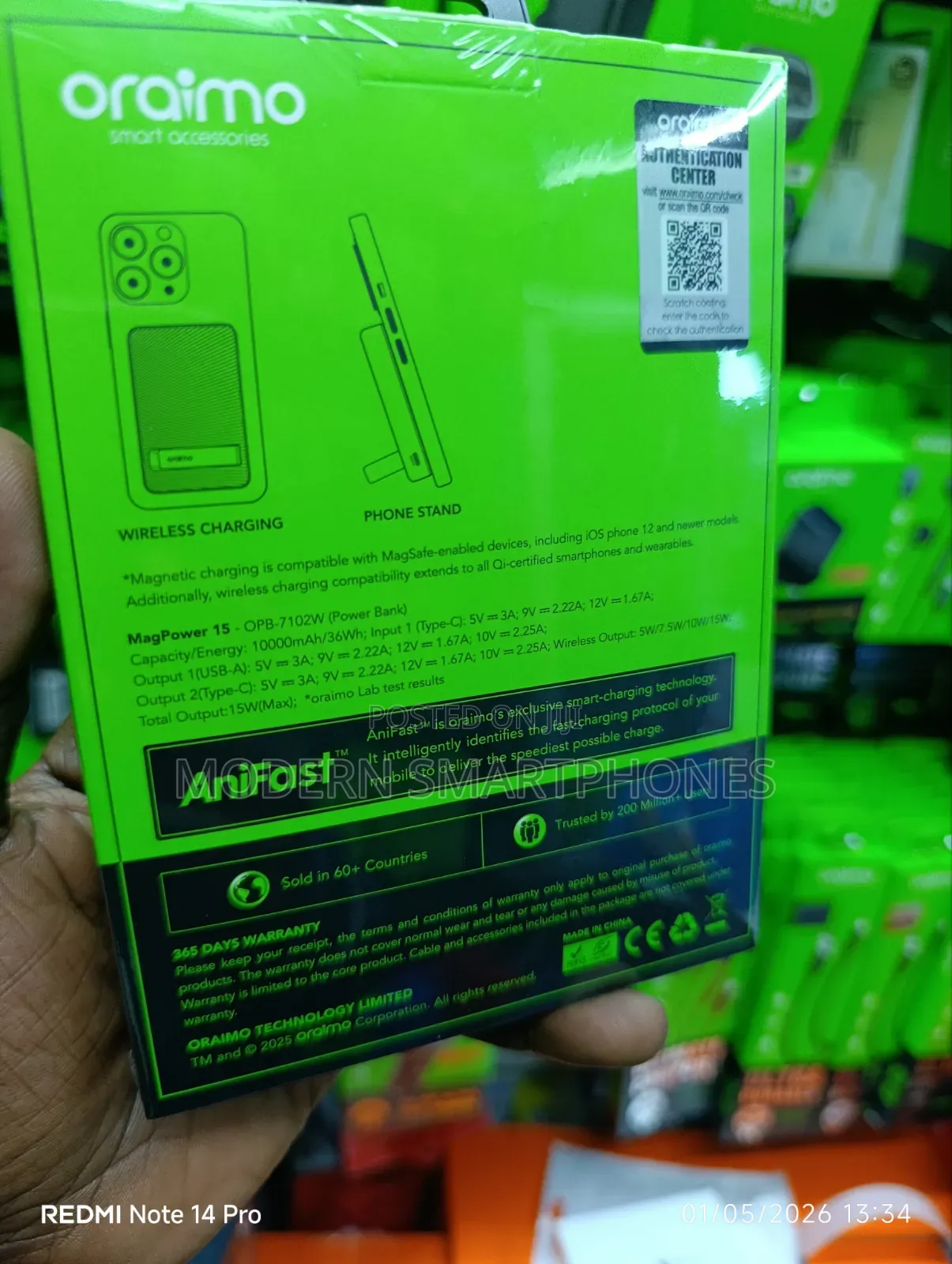 Oraimo Magpower 15 10000mah Wireless and Wired Power Bank