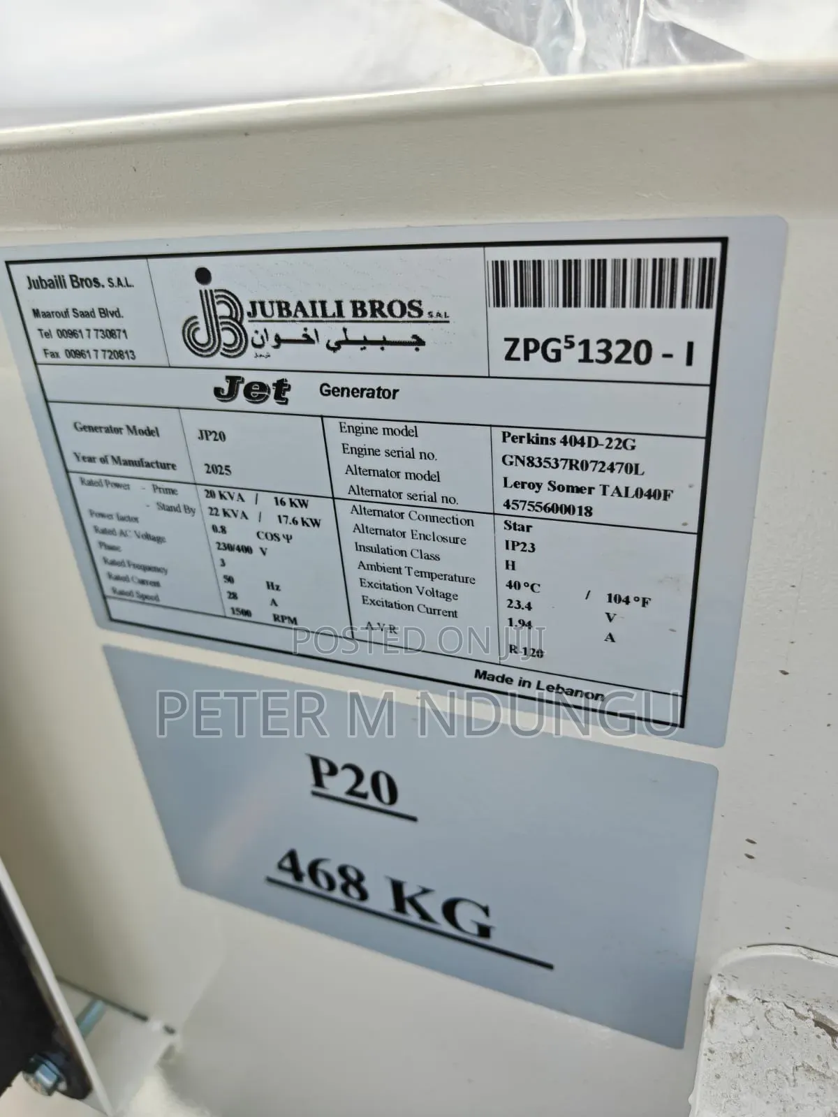 New Generator-perkins 20kva