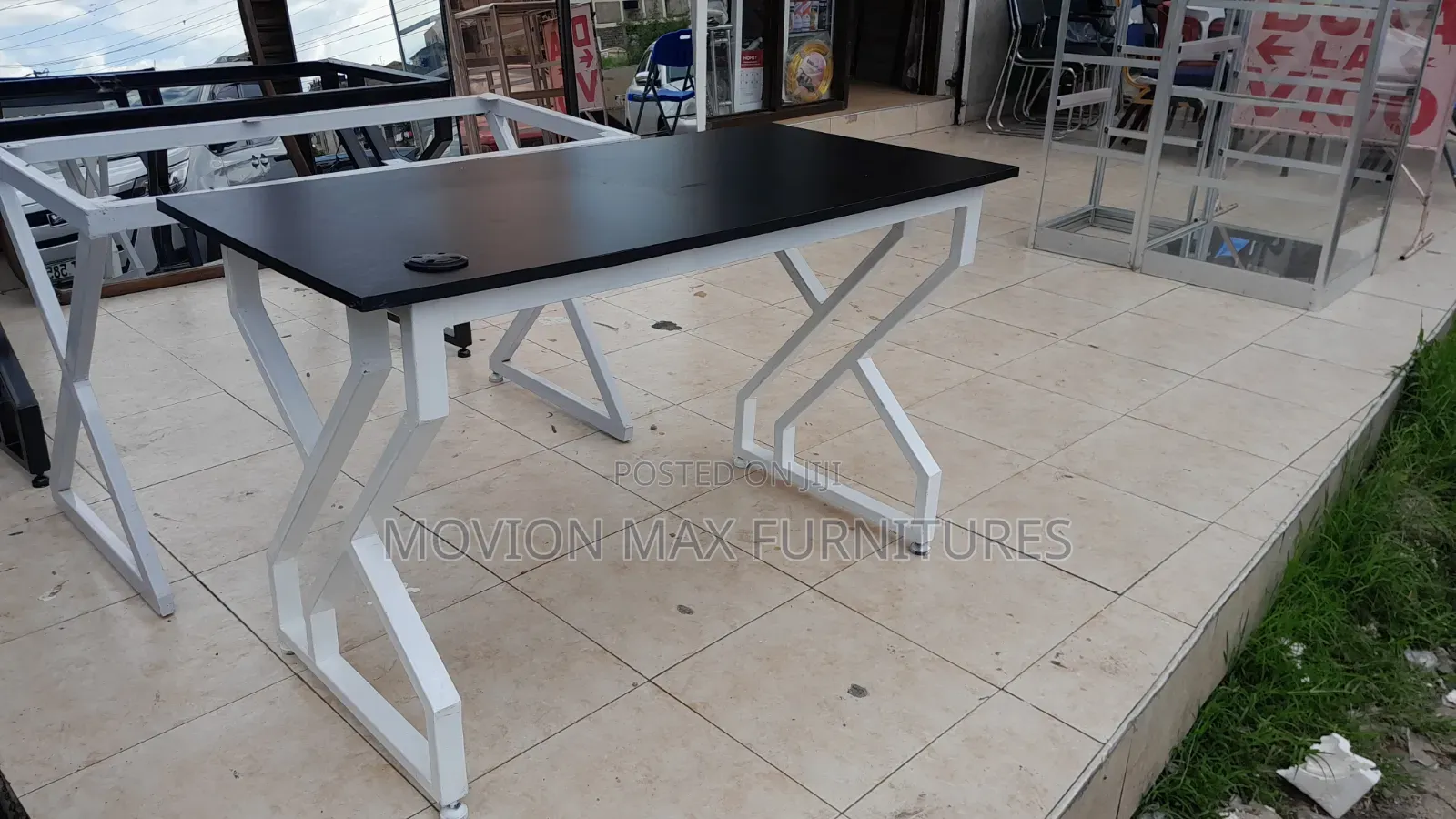 New Metallic Black White Stand Office Table