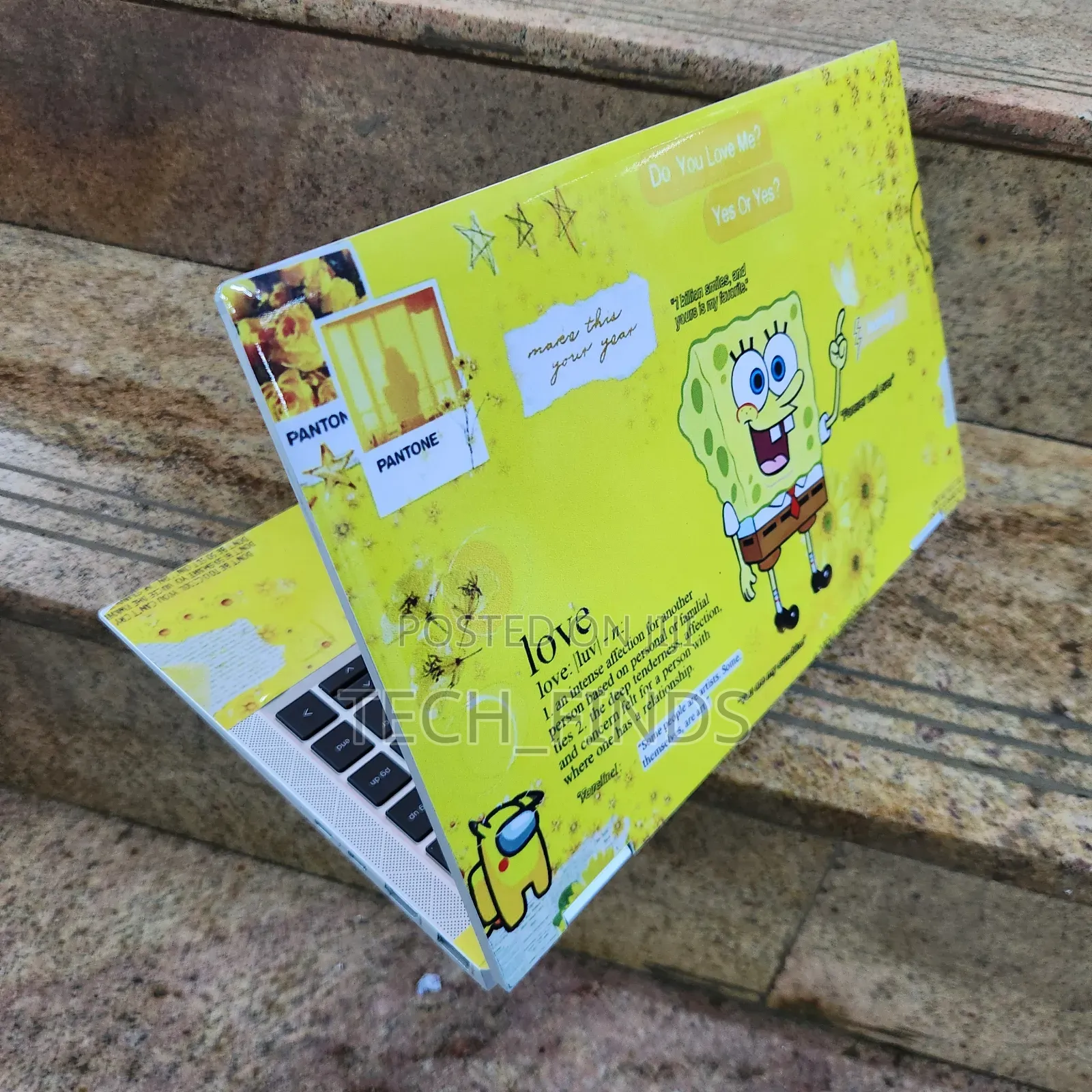 Yellow Spongebob Squarepants Themed Vinyl Laptop Skins