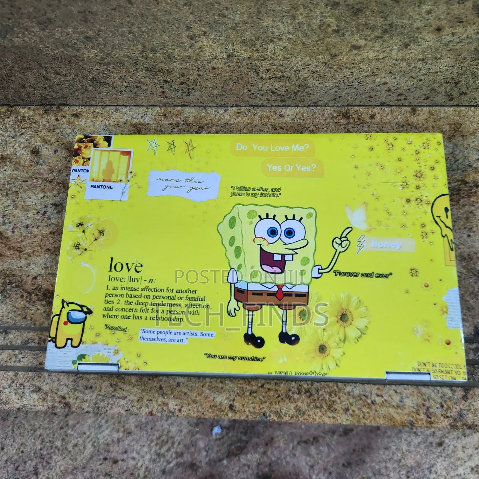 Yellow Spongebob Squarepants Themed Vinyl Laptop Skins