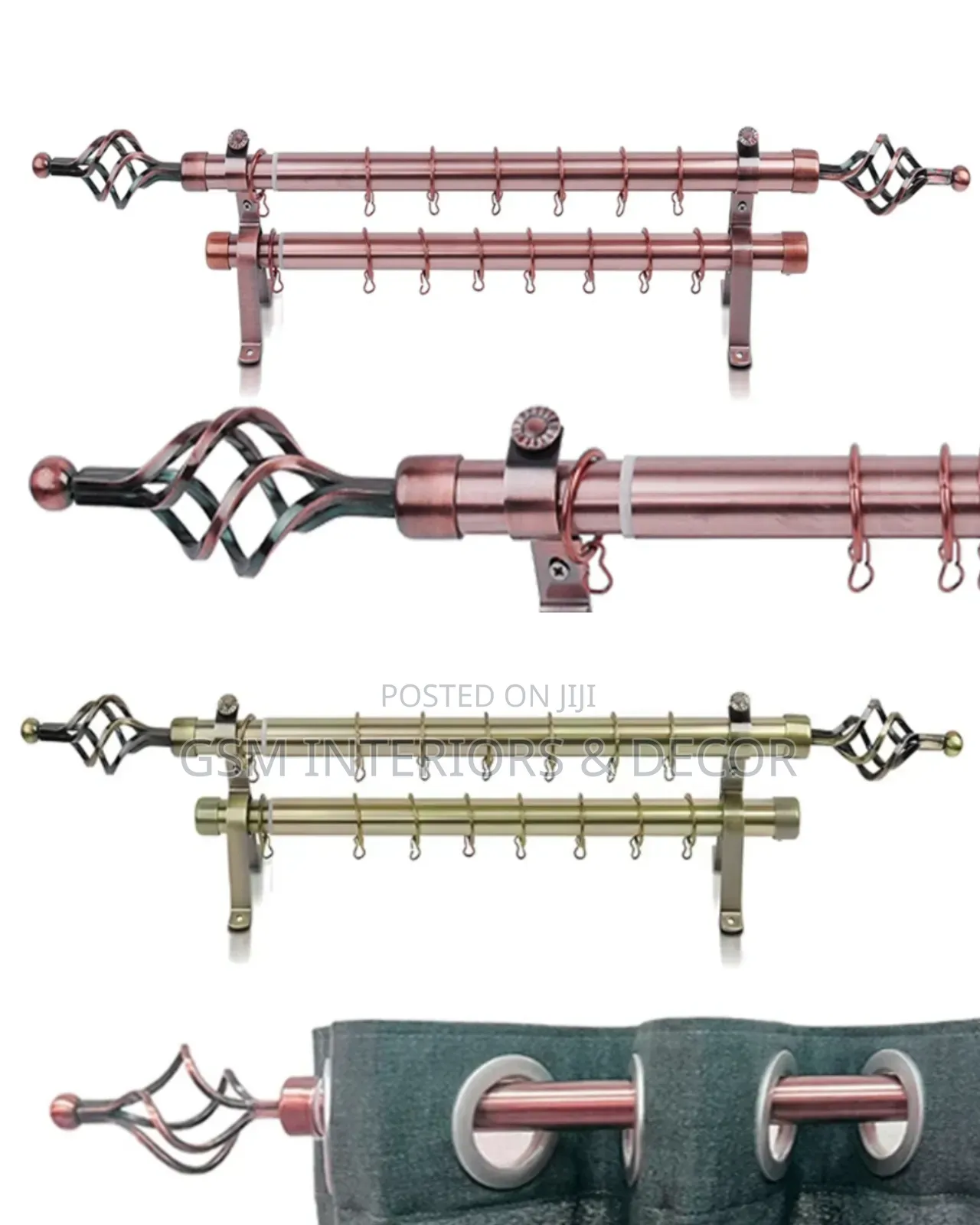 Adjustable Curtain Rods for Heavy Curtains in Brown/Antique
