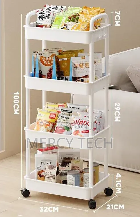 4-Tier Rolling Storage Cart – 100cm Tall
