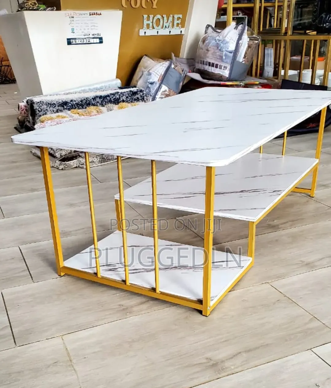Modern Wooden Marble Effect Coffee Table