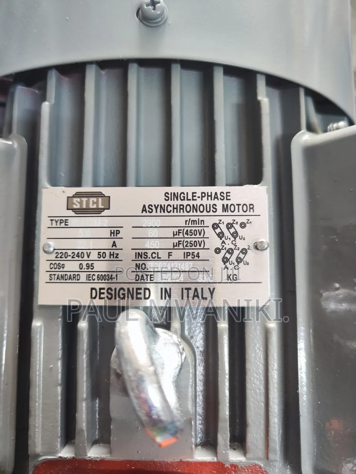 STCL Italy 5hp Single-Phase Electric Motor - High Speed (2800 Rpm)