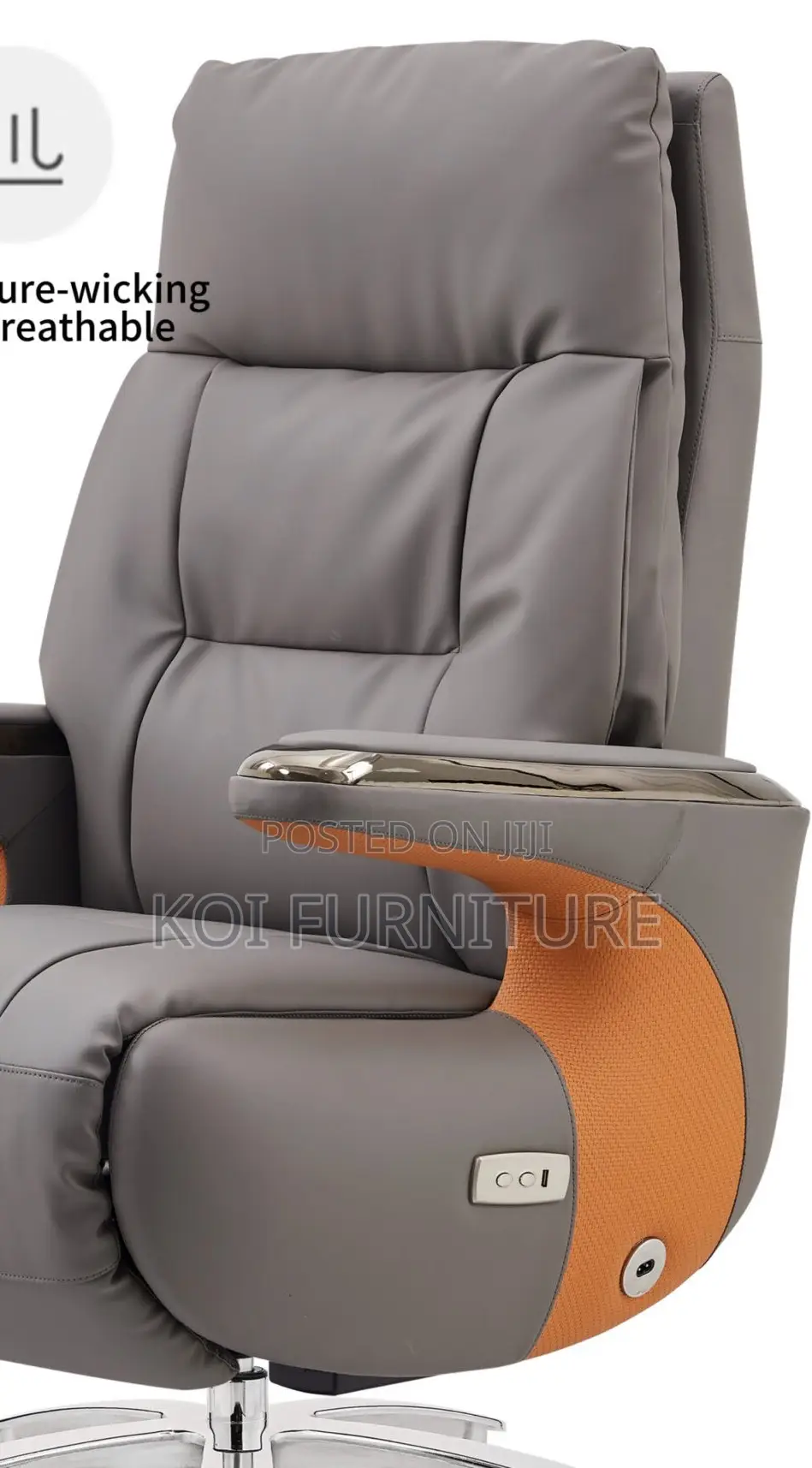Office Chair; Executive Leather High Backrest Chair With Heavy Cushion