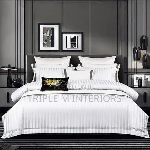 Luxury Cotton Satin Striped Duvet Set | Smooth Hotel Elegance