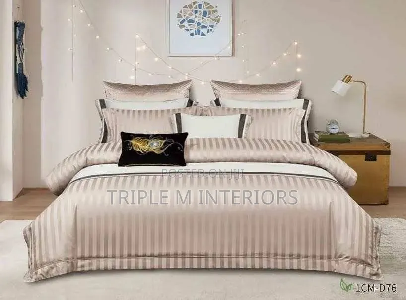 High-End Stripe Cotton Satin Bedding Set | Premium Design