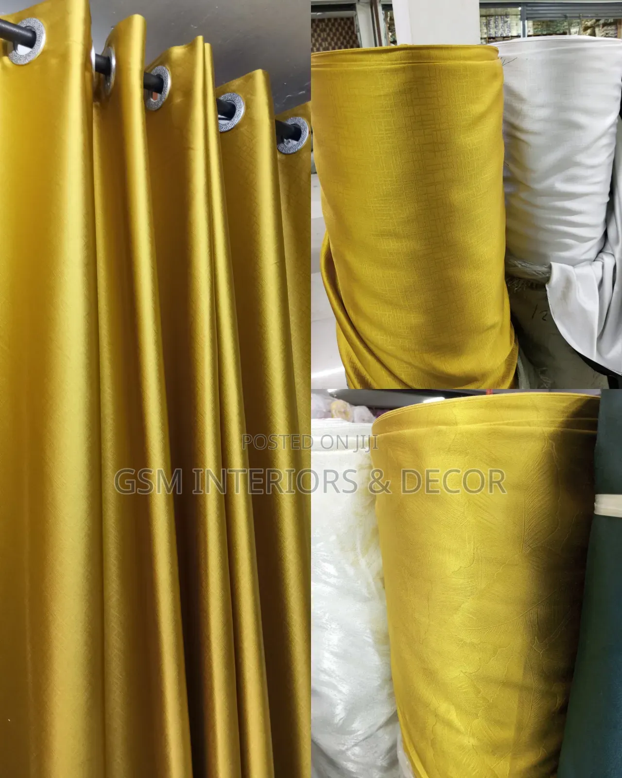 Gold Themed Black Out Curtains in Rolls Sewn