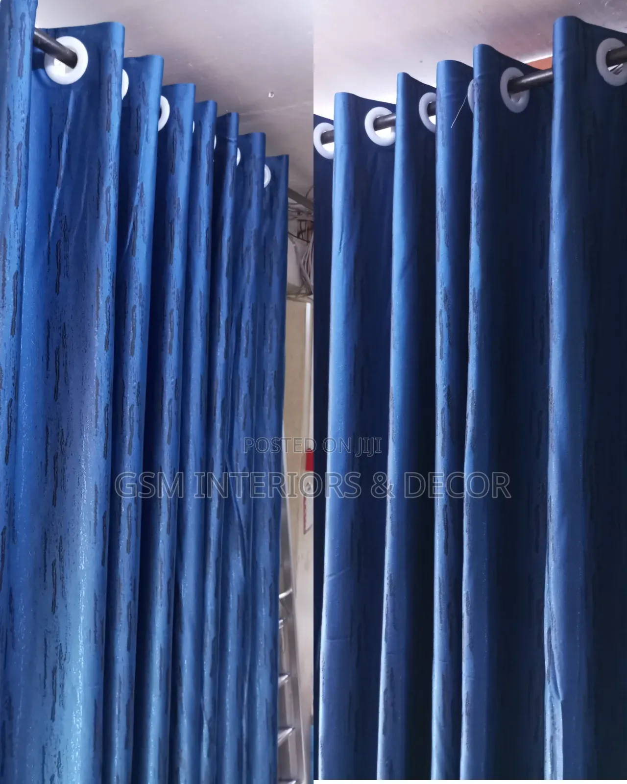 Turquoise Blue Curtains With Fade Details for Elegance