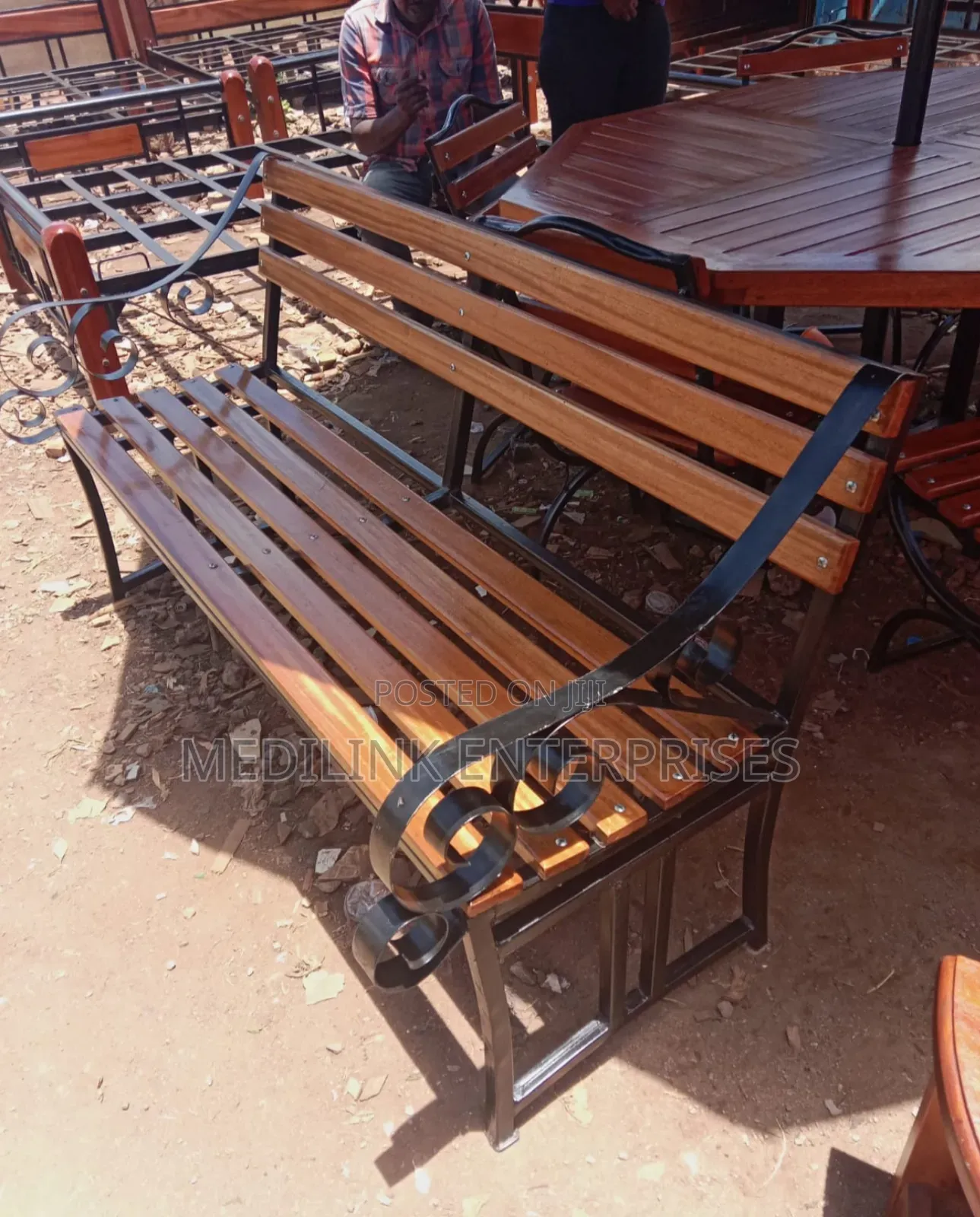 Mahogany Metallic 5ft Armless Garden Outdoor Benches