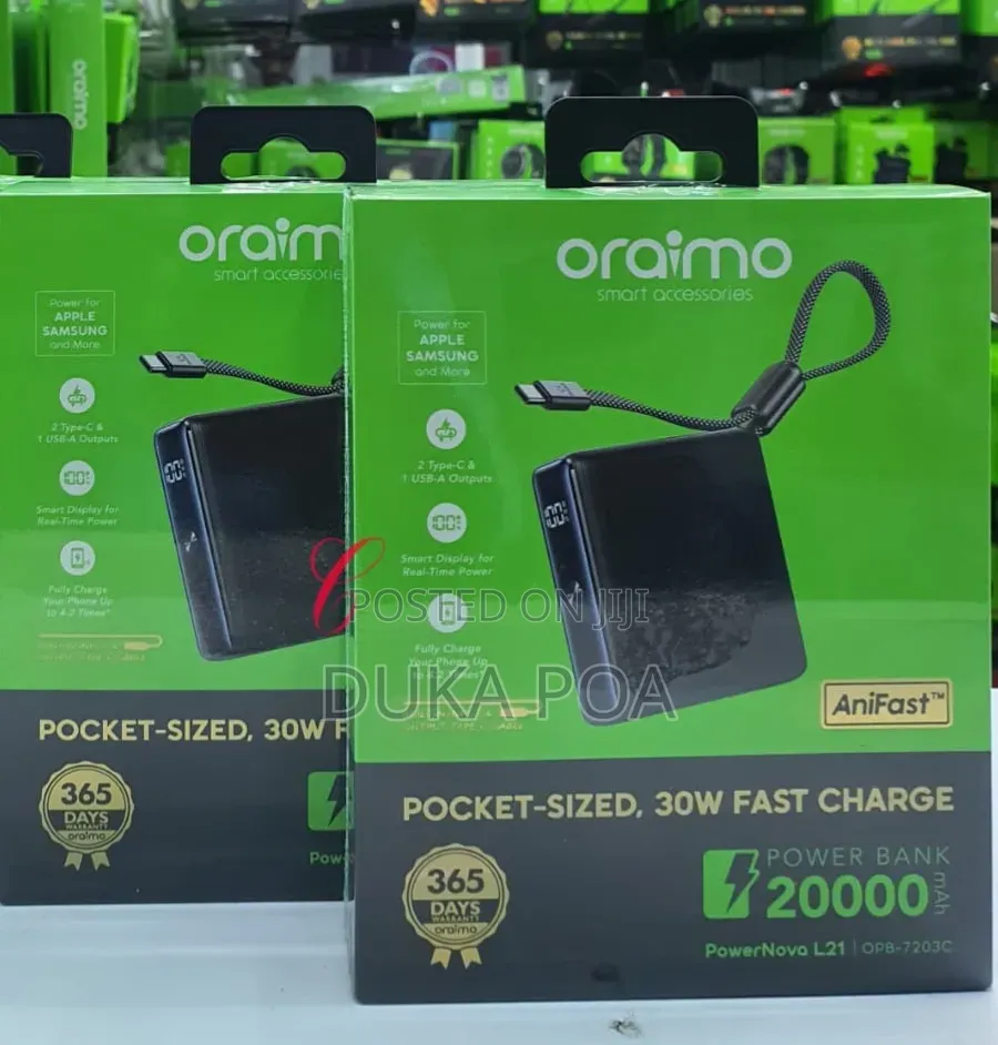 Oraimo Portable Powerbank 30w 20000mah Fast Charging