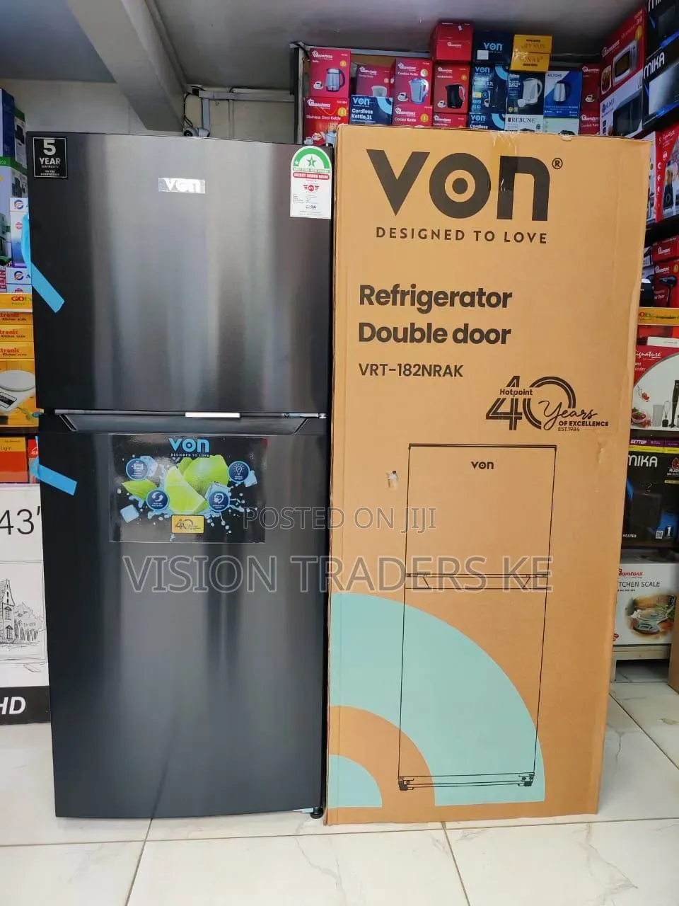 Von Fridge Double Door 181litres No Frost Refrigerator