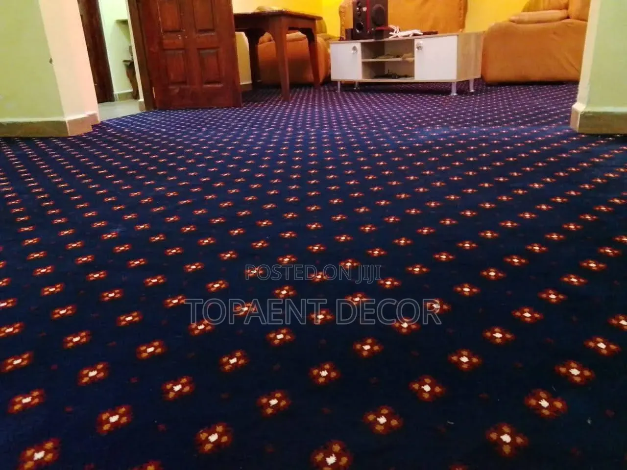 12mm Blue With Flowers Living Room Presidential Wall to Wall Carpets