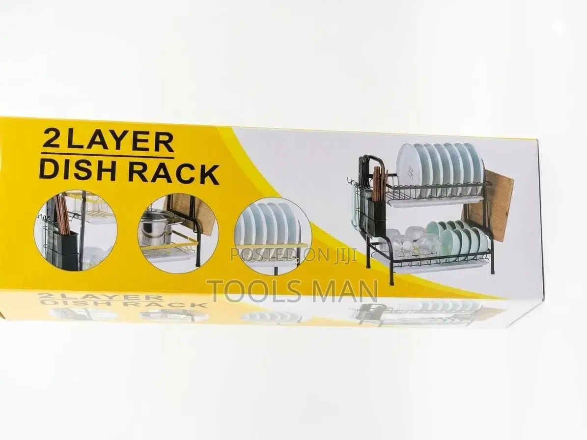 2 Tier Stainless Steel Kitchen Dish Drying Rack And Organizer.