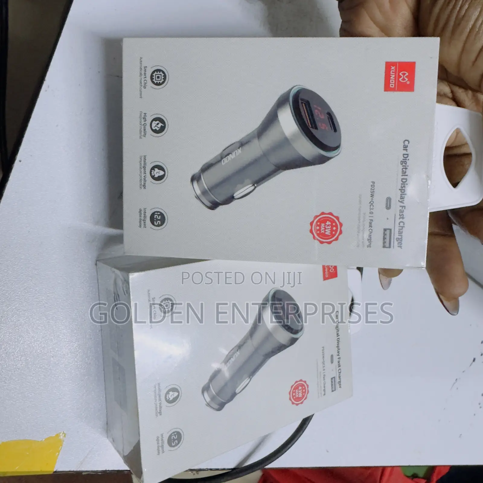 Xundd 43w Car Fast Charger With Digital Display (Dual Port)