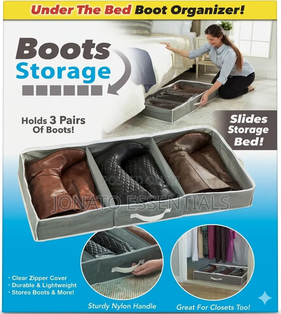 Under Bed Boot Organizer Shoe Storage Box With Handle - 3 Pairs