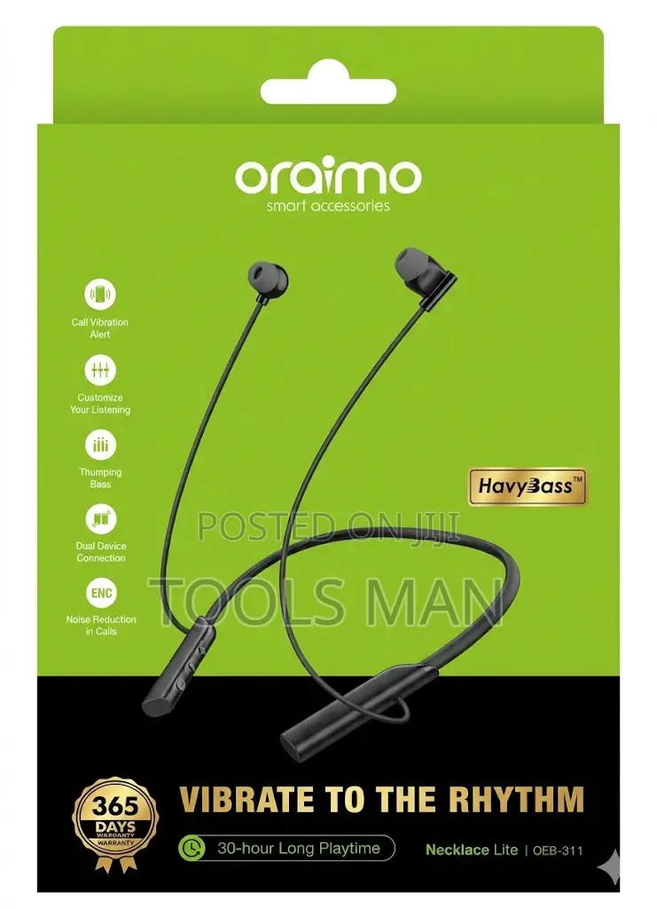 Oraimo Necklace Lite Oeb-311: Long Playtime, Havybass Call Vibration