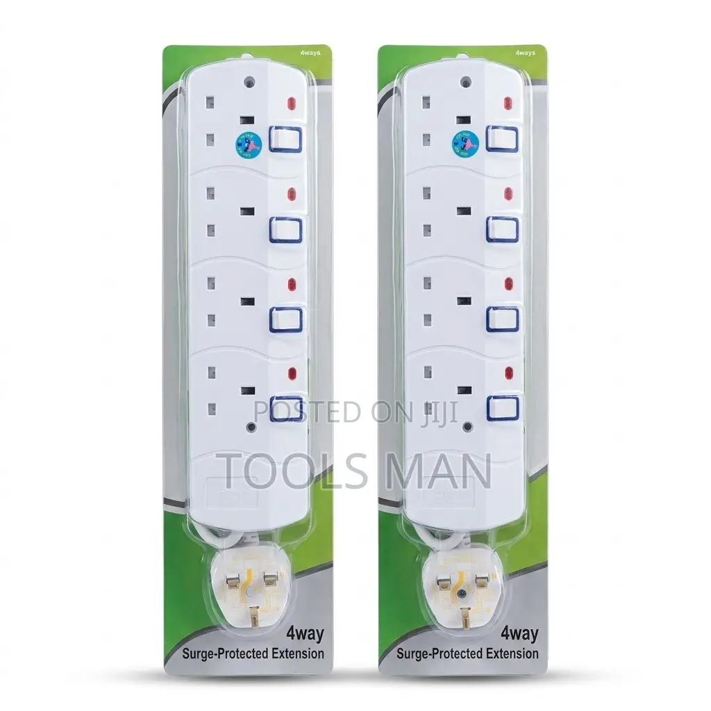 4-Way Surge Protected Extension Lead - Heavy Duty 3m Multi-Plug White