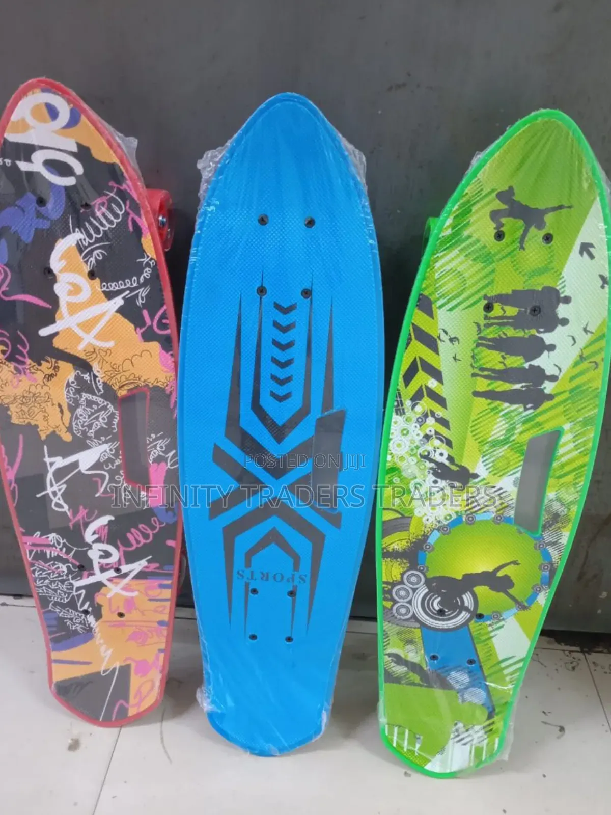 Graphic Fish Shape Skate Board