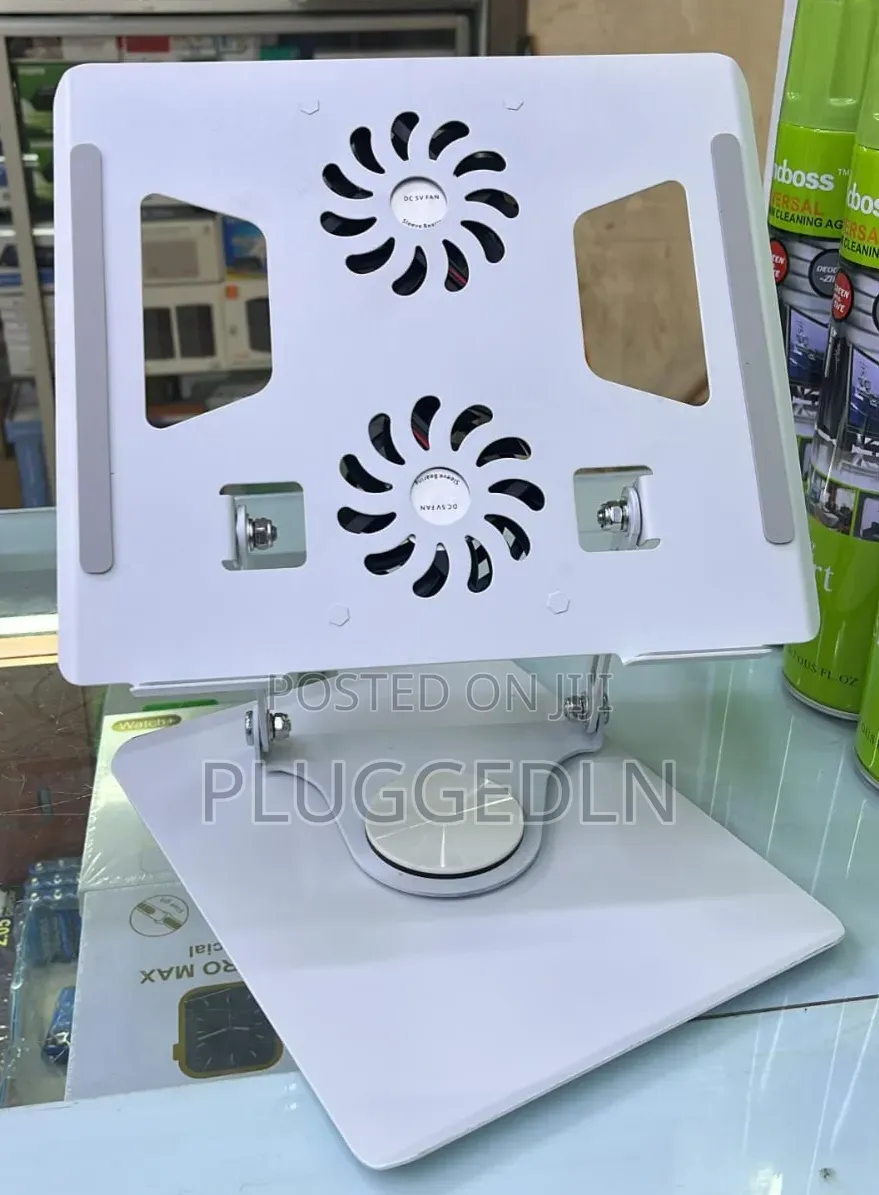 360° Rotating Laptop Stand With Dual Cooling Fans.