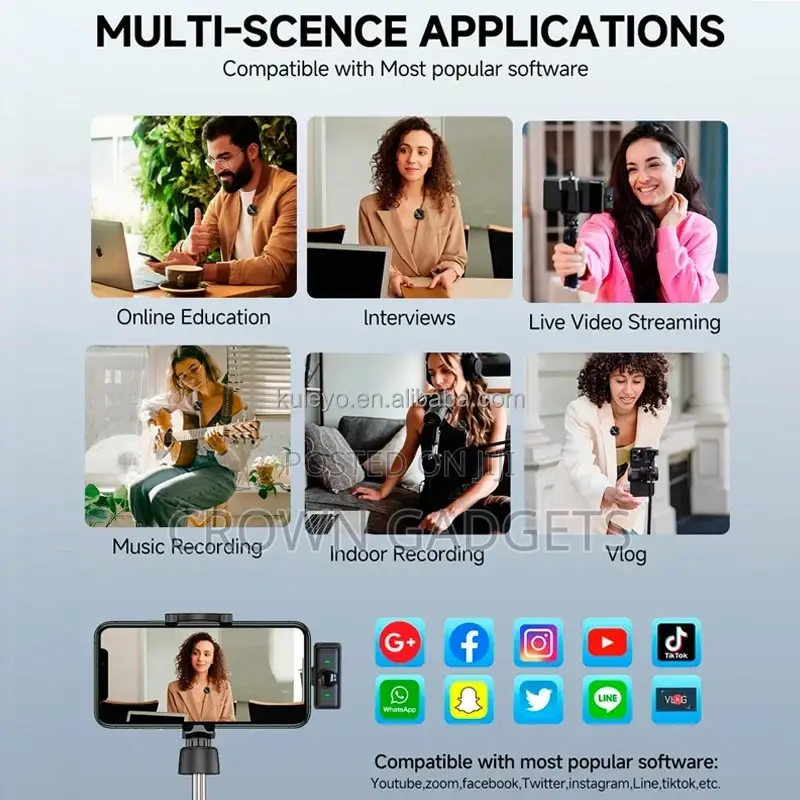 Sx21 Wireless Microphone Kit, Clip on Wireless Lavalier Mic