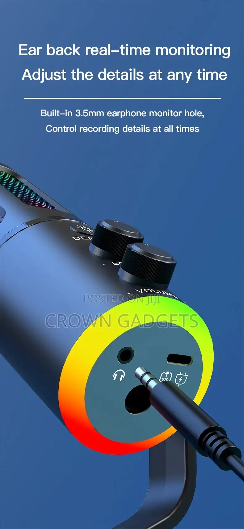 Usb Desktop Gaming Mic RGB Light Denoise for Pc Ps5