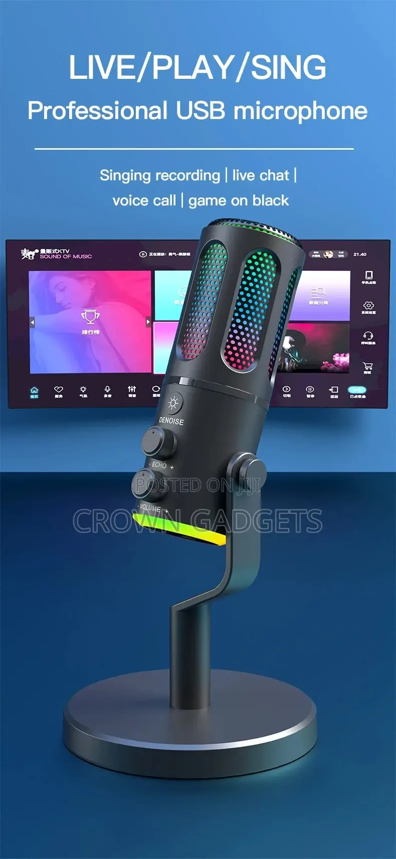 Usb RGB Microphone Condenser for Streaming Recording