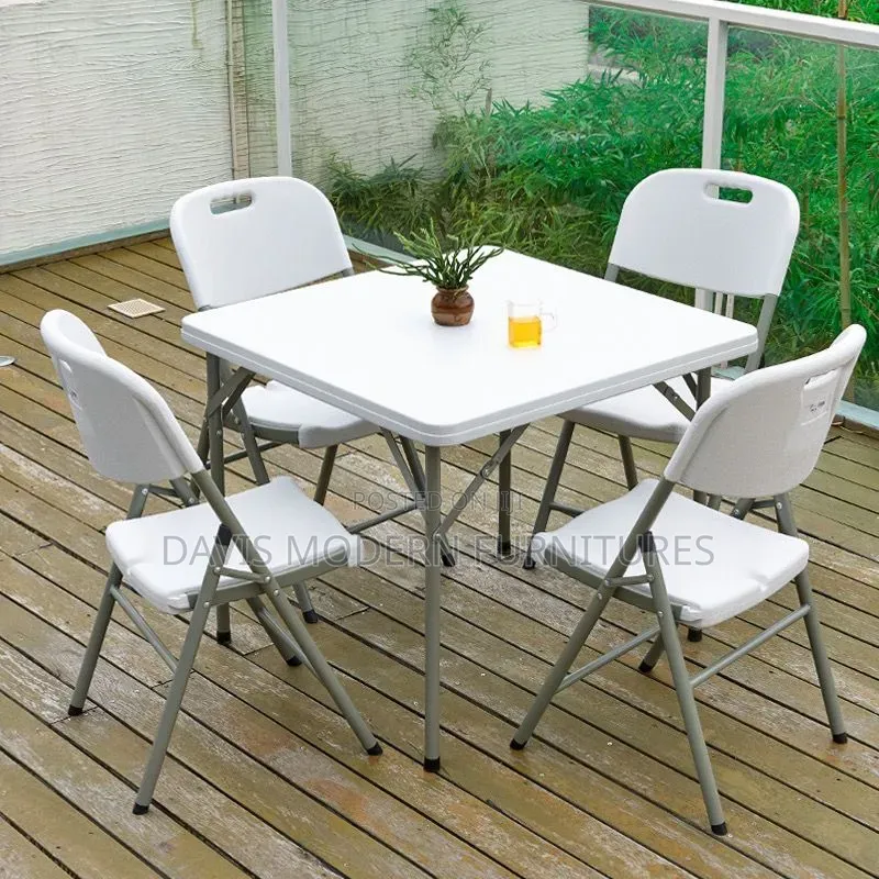 4-Seater Square Folding Chairs and Table