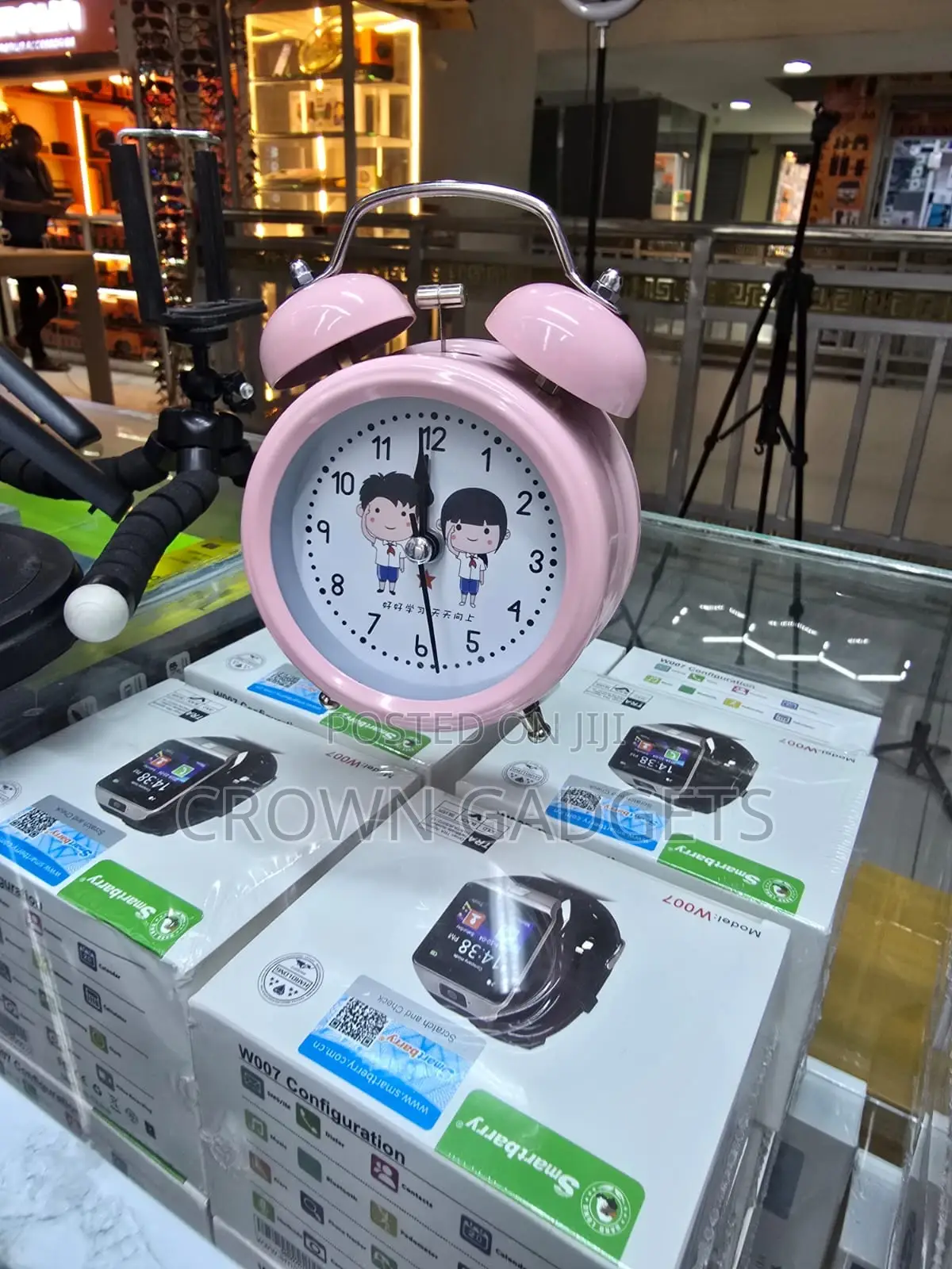 Pink Twin-Bell Analog Alarm Clock, Kids Twin-Bell Analog Alarm Clock