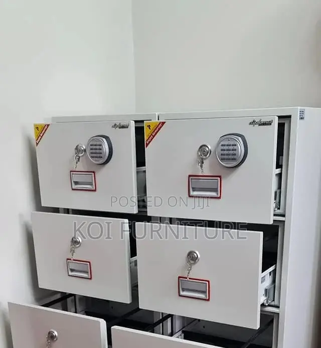 Office Safe; Power Strip Fireproof Executive Safe With 4 Drawers