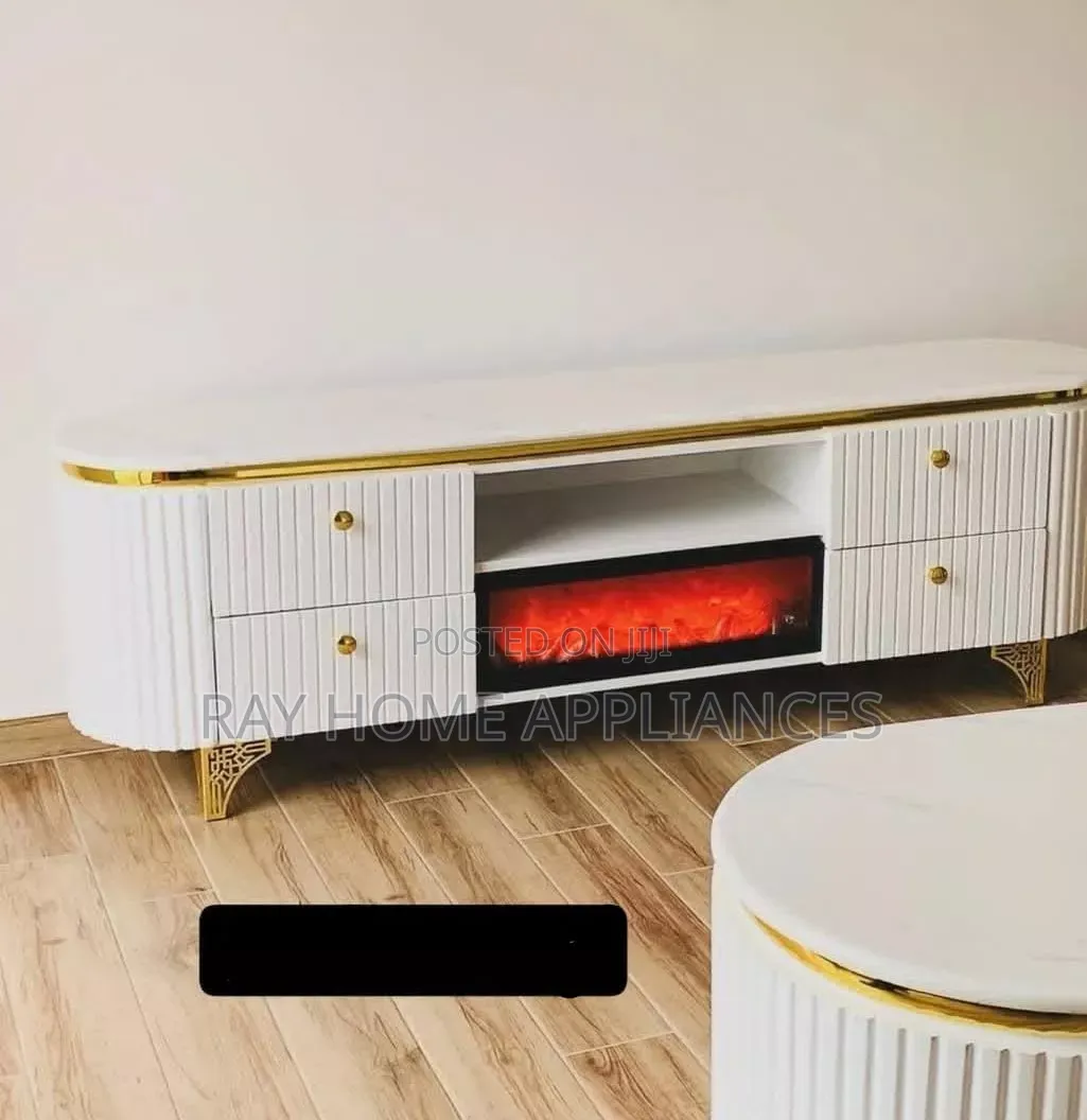 Executive Tv Stand With a Functional Fire Place
