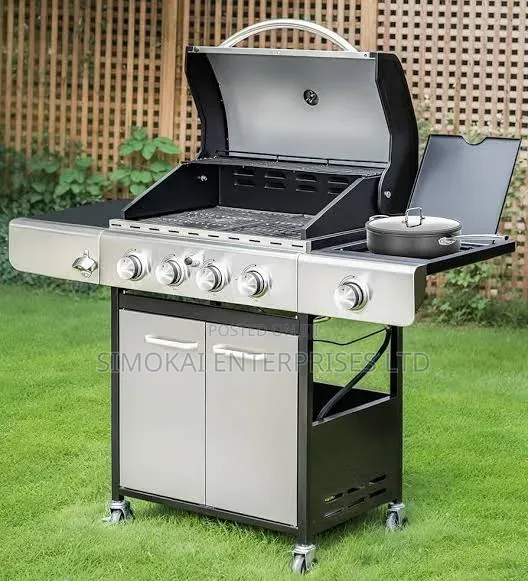4-Burner Propane Gas Grill, Stainless Steel BBQ Grill With Side Burner