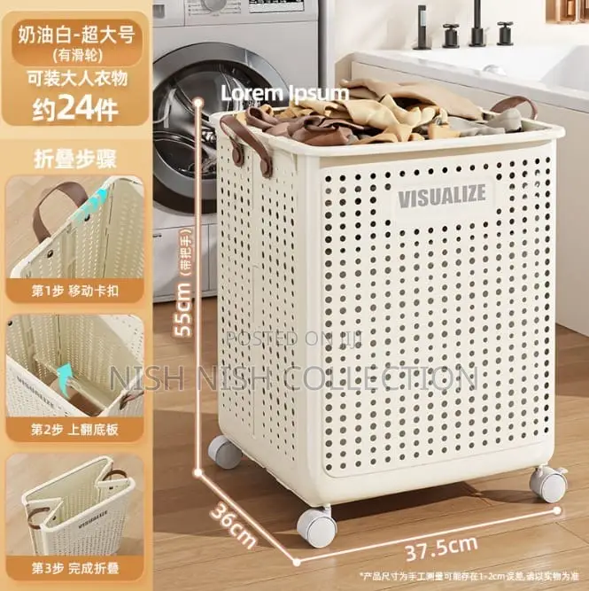 Foldable Multipurpose Hamper Basket With Wheels