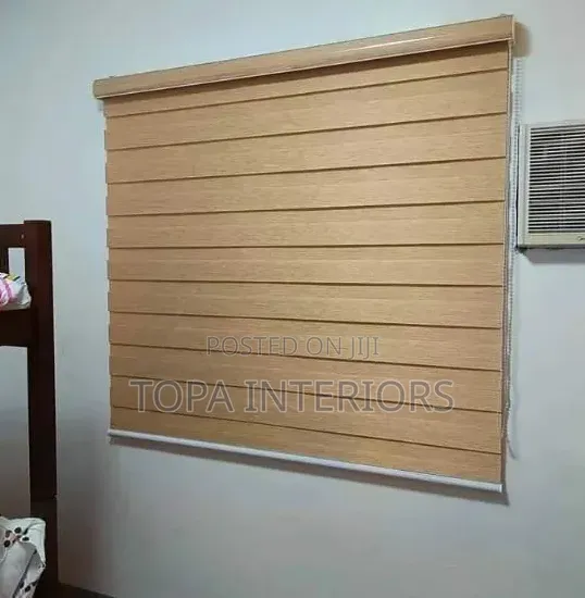 Light Brown Double Fold Horizontal Window Roller Blinds for Bedroom