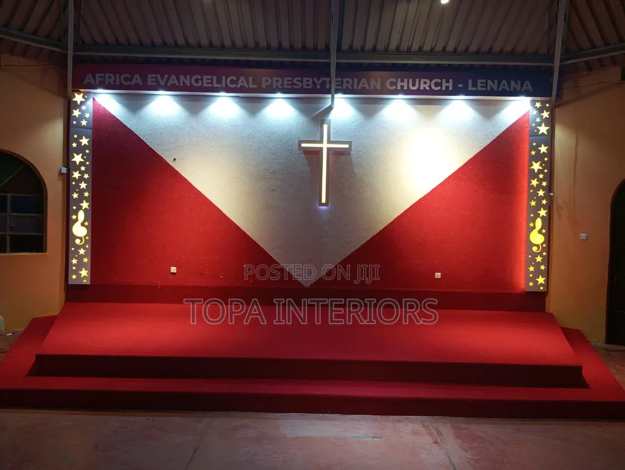 Floor Decoration Church Altar Red Wall to Wall Carpets Installation